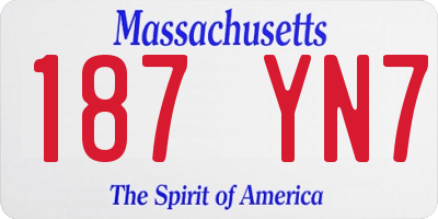 MA license plate 187YN7