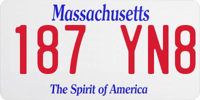 MA license plate 187YN8