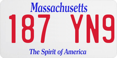 MA license plate 187YN9