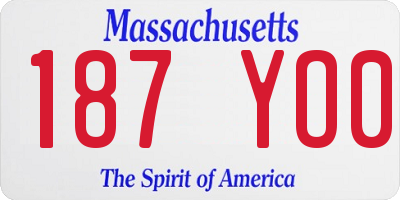 MA license plate 187YO0