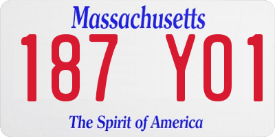 MA license plate 187YO1