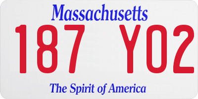 MA license plate 187YO2