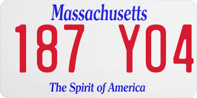 MA license plate 187YO4