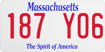 MA license plate 187YO6