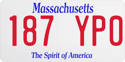 MA license plate 187YP0