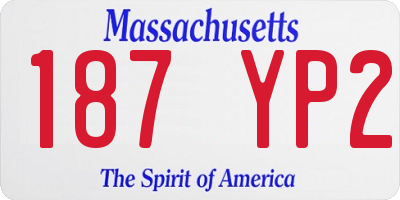 MA license plate 187YP2