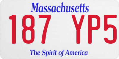 MA license plate 187YP5