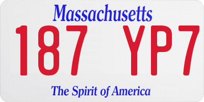 MA license plate 187YP7