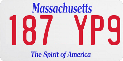 MA license plate 187YP9