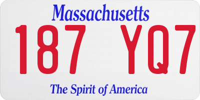 MA license plate 187YQ7