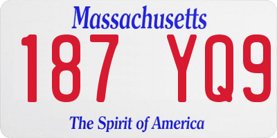 MA license plate 187YQ9