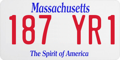 MA license plate 187YR1