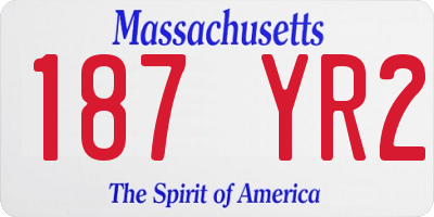 MA license plate 187YR2