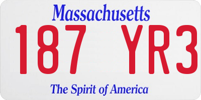 MA license plate 187YR3