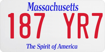MA license plate 187YR7