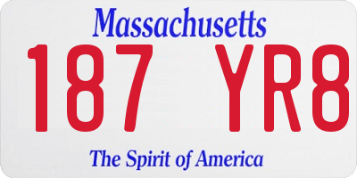 MA license plate 187YR8