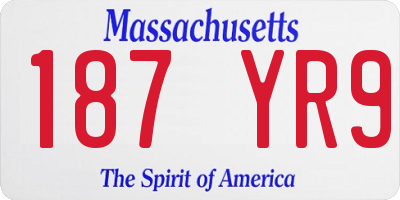 MA license plate 187YR9