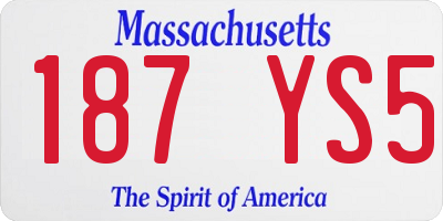 MA license plate 187YS5