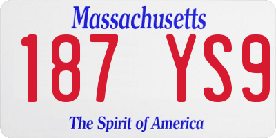 MA license plate 187YS9