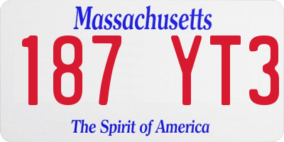 MA license plate 187YT3