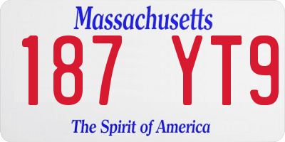 MA license plate 187YT9