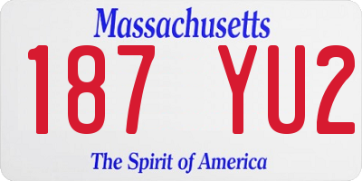 MA license plate 187YU2