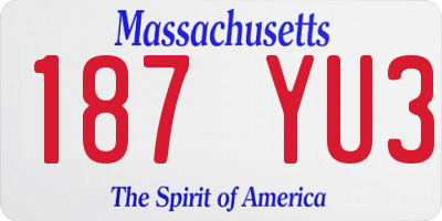 MA license plate 187YU3