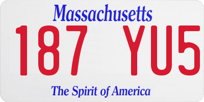 MA license plate 187YU5