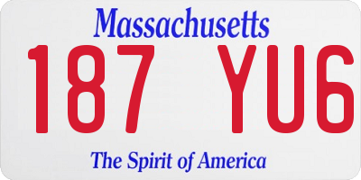 MA license plate 187YU6