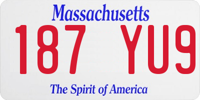 MA license plate 187YU9