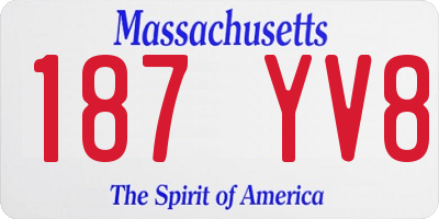MA license plate 187YV8