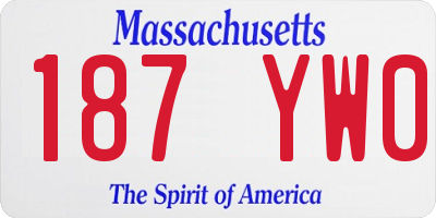 MA license plate 187YW0