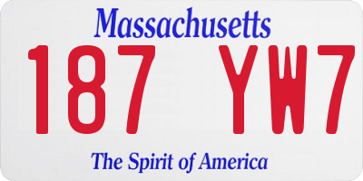 MA license plate 187YW7
