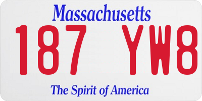 MA license plate 187YW8