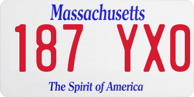 MA license plate 187YX0