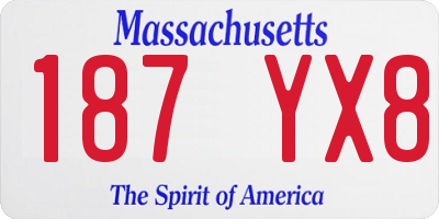MA license plate 187YX8