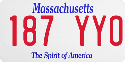 MA license plate 187YY0