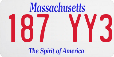 MA license plate 187YY3