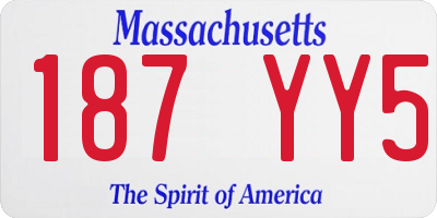 MA license plate 187YY5