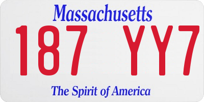 MA license plate 187YY7
