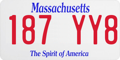 MA license plate 187YY8