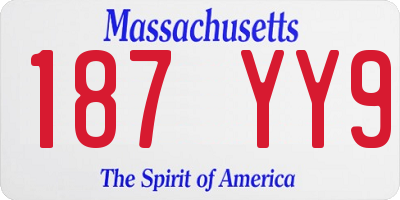 MA license plate 187YY9