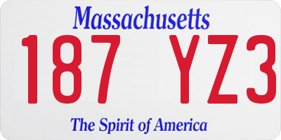MA license plate 187YZ3