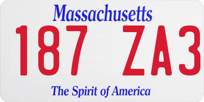 MA license plate 187ZA3