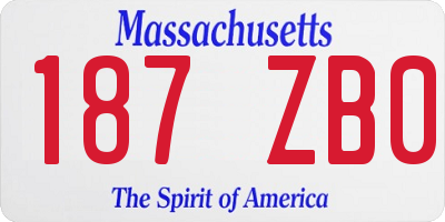 MA license plate 187ZB0