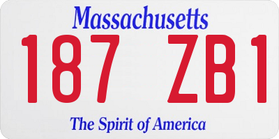 MA license plate 187ZB1