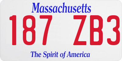 MA license plate 187ZB3