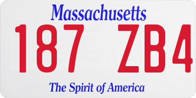 MA license plate 187ZB4