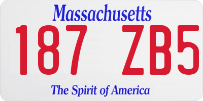 MA license plate 187ZB5