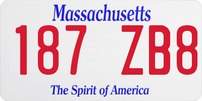 MA license plate 187ZB8